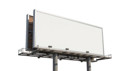 Empty billboard structure with clear sky background, ideal for advertising or promotional content
