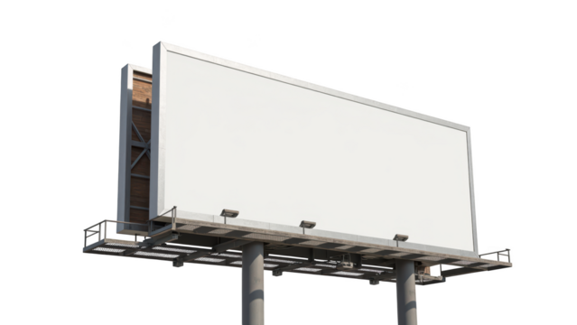 Empty billboard structure with clear sky background, ideal for advertising or promotional content