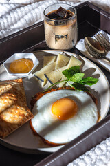 breakfast fried eggs with chess