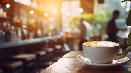 Coffee shop cafe latte art cappuccino drink beverage espresso barista morning relaxing atmosphere sunlight