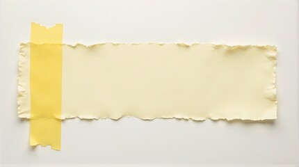 Fototapeta premium Blank Pale Yellow Paper with Torn Edges Taped to a Background