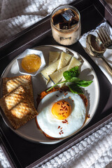 breakfast fried eggs with chess