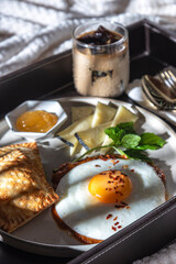 breakfast fried eggs with chess