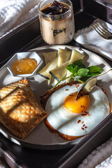 breakfast fried eggs with chess