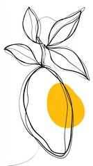 Abstract line art of a plant with a yellow shape