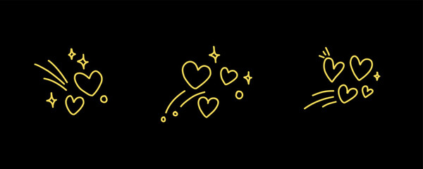 Valentine day icon set. Collection of cute hand drawn stickers with hearts