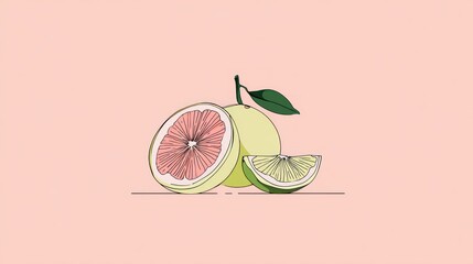 Citrus fruit illustration, lime and grapefruit slices
