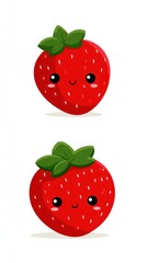 Two kawaii strawberries with happy faces