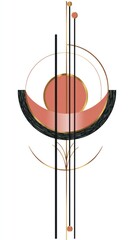 Abstract art design with blush pink, gold, and black geometric shapes