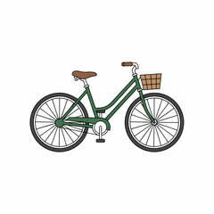 Fototapeta premium Flat drawn bicycle illustration in natural colors against a white background