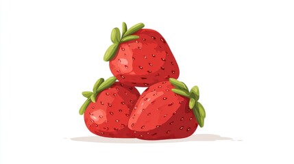 Three vibrant red strawberries stacked