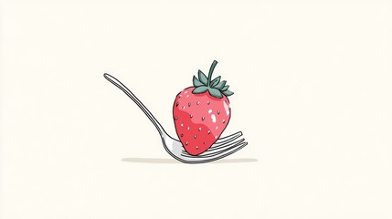 Strawberry on a fork, simple style