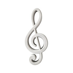 White treble clef isolated on transparent background, a musical symbol for melody