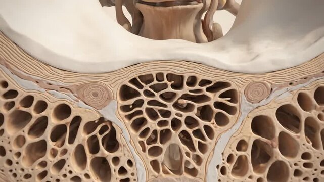 Detailed cross-section revealing the intricate structure of the inner ear's cochlea.