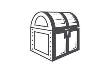 An oldfashioned treasure chest closed with a lock showcases a simple, antique design