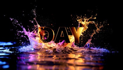 Splashing Water Art with Bold Day Typography