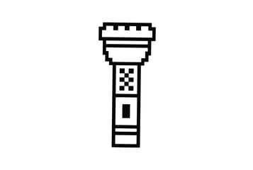 Black and white pixel microphone displays a retro vibe against a white background