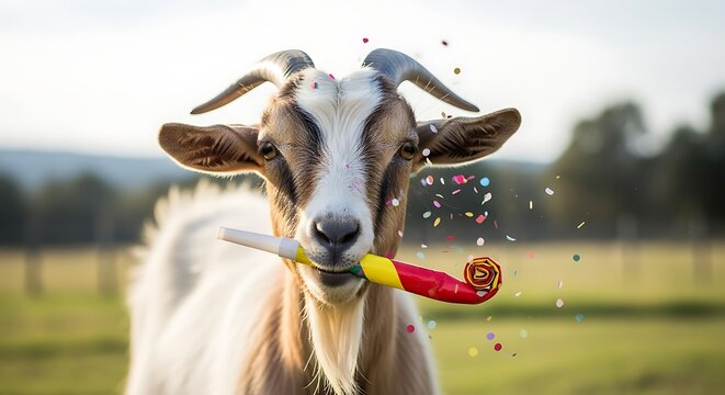 Funny Party Goat with Confetti and Noise Maker