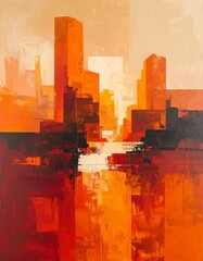 Abstract Cityscape Warm Hues 