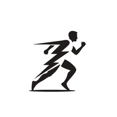 Fototapeta premium Dynamic silhouette of a runner in motion, showcasing speed and athleticism with a lightning bolt .