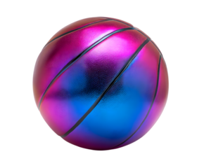 Iridescent sphere with diagonal lines on black background