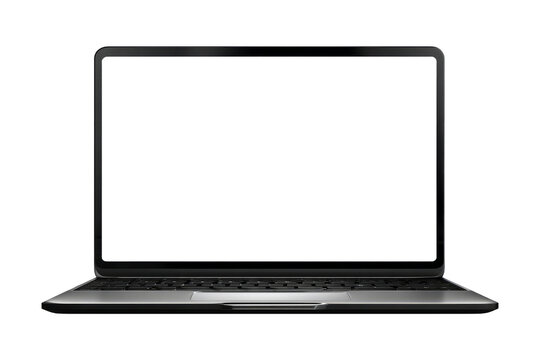 Laptop or notebook with blank screen isolated with clipping path on white background