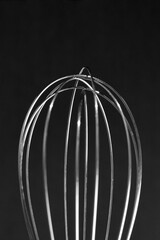 Stainless whisk abstract closeup photo. Creative macro photo of whisk wires forming abstract patterns. High-resolution and minimal.