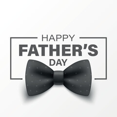 Vector 3d Realistic Happy Fathers Day Greeting Card with Black Bow Tie on White Background. Elegant Celebration Banner, Festive Poster, Gift Design for Dad s Day Event, Holiday Invitation, Banner