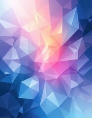 Fototapeta premium A vibrant, multifaceted design showcasing a captivating blend of pastel and cool shades, with a geometric pattern of triangles.