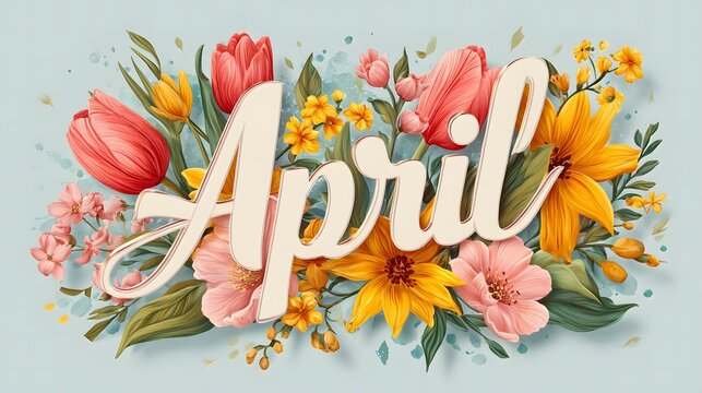 Spring April Word Graphics