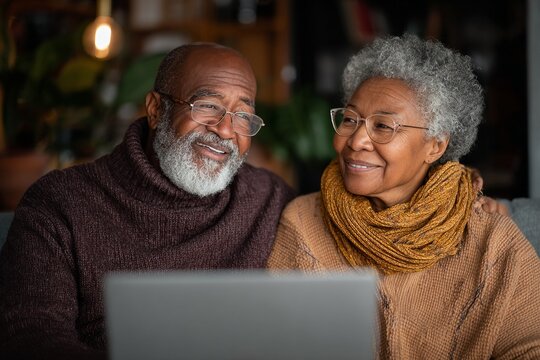 Joyful African American Seniors Sharing a Moment Together at Home - Lifestyle Photography in Cozy Environment