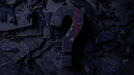 Dark GothicAnti‑design Question Mark concept. Question mark carved into dark textured background.