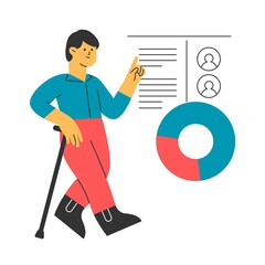 Businessman holding book bag and tablet cartoon illustration