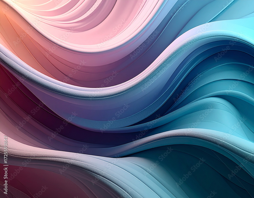 Poster abstract fluid, pastel, flowing shapes: pastel flowing curves and delicate texture bring calm and pe