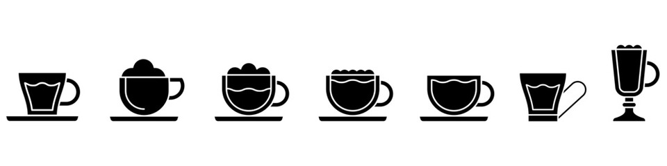 Coffee cup icon vector set. tea cup illustration sign collection. hot drinks symbol. Cappuccino logo. latte web icons.