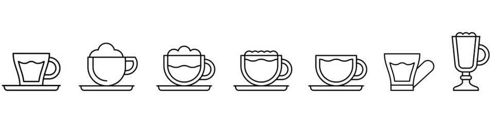 Coffee cup icon vector set. tea cup illustration sign collection. hot drinks symbol. Cappuccino logo. latte web icons.
