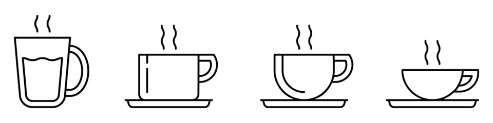 Coffee cup icon vector set. tea cup illustration sign collection. hot drinks symbol. Cappuccino logo. latte web icons.