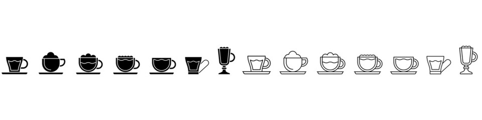 Coffee cup icon vector set. tea cup illustration sign collection. hot drinks symbol. Cappuccino logo. latte web icons.