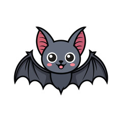 Adorable cartoon bat with big eyes and open wings