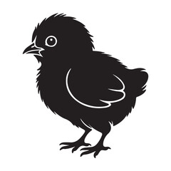 Obraz premium Adorable black silhouette of a fluffy baby chick