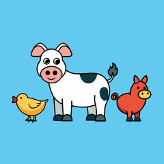 Naklejka premium farm animals collection