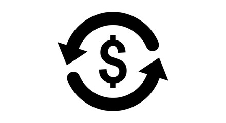 Obraz premium Black dollar sign with circular arrows isolated on white background