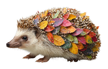 PNG Hedgehog adorned autumn leaves