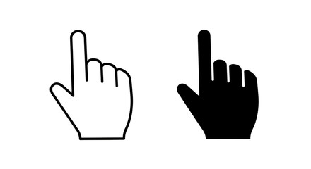 Two cursor pointers, one black and one white, isolated on white background