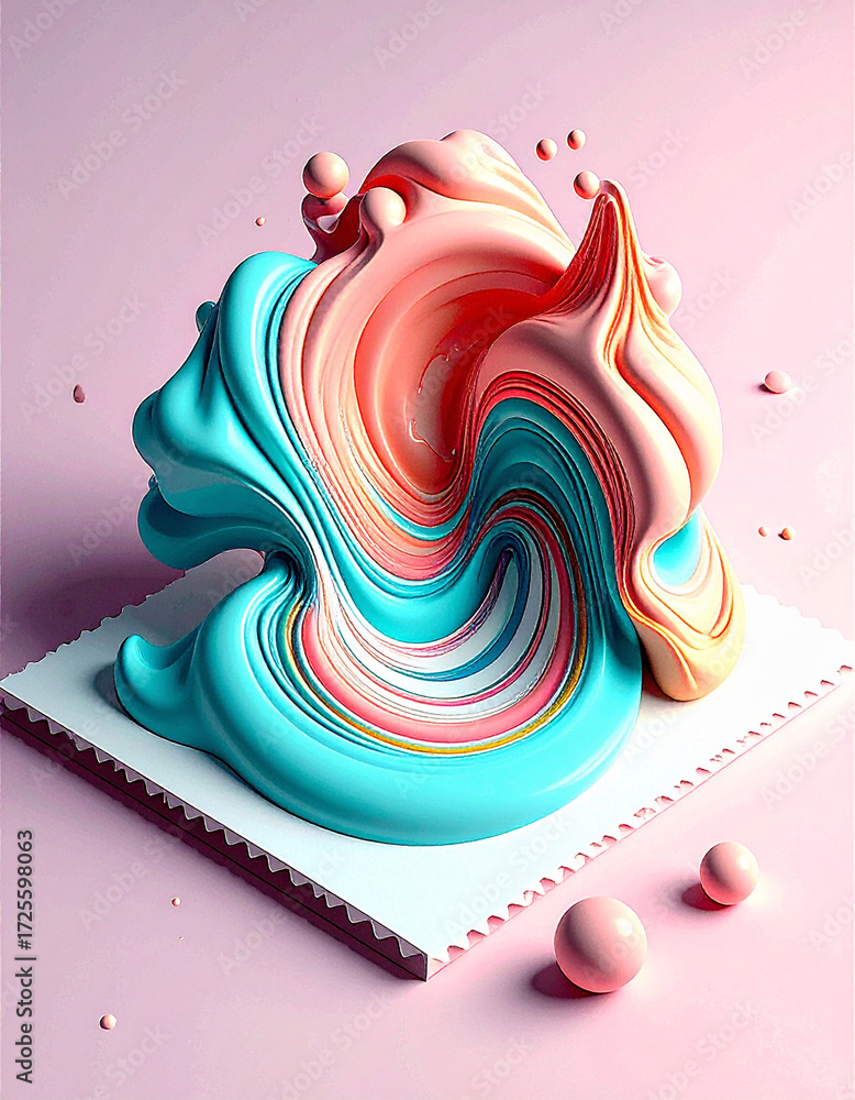 Poster pastel shape flowing in an elegant movement abstract composition feels imaginative and airy