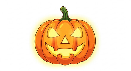 A glowing jackolantern with a cheerful and spooky face, radiating light and warmth