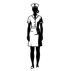 Nurse in uniform standing confidently in a healthcare setting during daytime, representing dedication and care