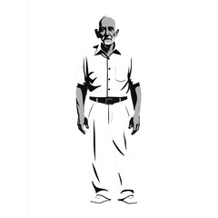 Obraz premium Elderly man with gray beard stands confidently in casual clothing indoors