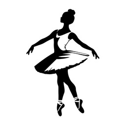 Silhouette of a ballerina gracefully performing an elegant dance move in a simple and artistic style