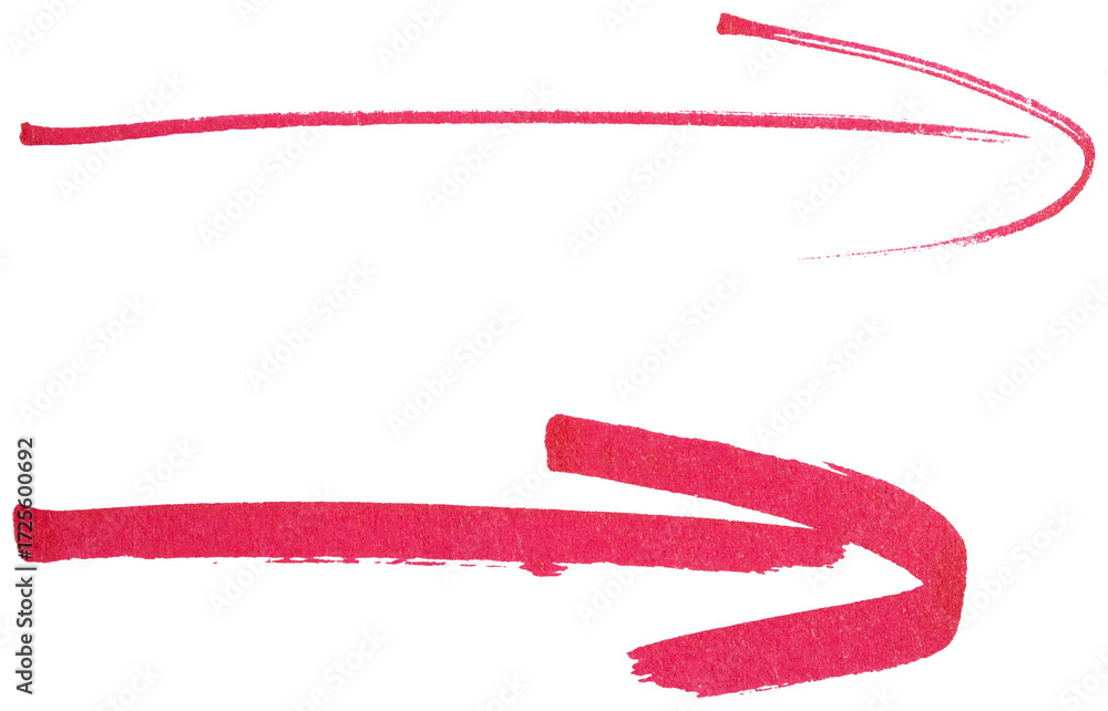 Aufkleber hand drawn red arrow sketch with marker brush stroke, abstract ink pointer symbol for direction, bus